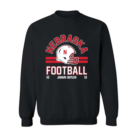 Nebraska - NCAA Football : Jimari Butler - Black Classic Fashion Shersey Sweatshirt