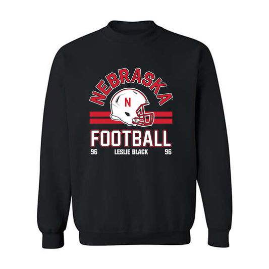 Nebraska - NCAA Football : Leslie Black - Black Classic Fashion Shersey Sweatshirt