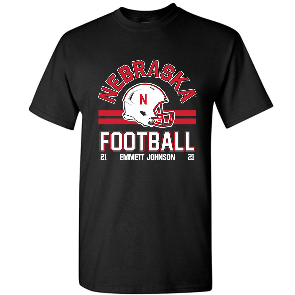 Nebraska - NCAA Football : Emmett Johnson - Black Classic Fashion Shersey Short Sleeve T-Shirt