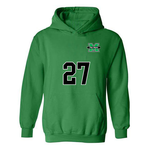 Marshall - NCAA Men's Soccer : Aymane Sordo - Green Replica Shersey Hooded Sweatshirt