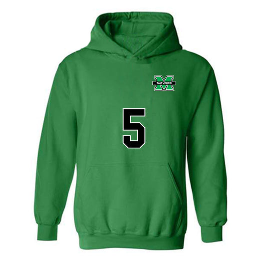 Marshall - NCAA Men's Soccer : Ryan Holmes - Green Replica Shersey Hooded Sweatshirt