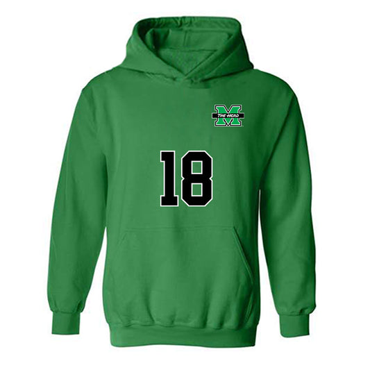 Marshall - NCAA Men's Soccer : Agustï¿½n Iusem - Green Replica Shersey Hooded Sweatshirt