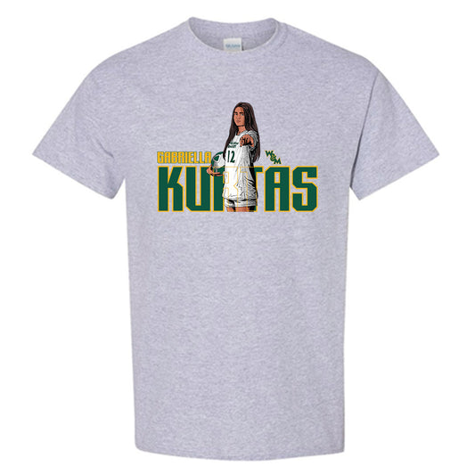 William & Mary - NCAA Women's Soccer : Gabriella Kurtas - Grey Caricature Short Sleeve T-Shirt