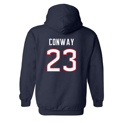 UConn - NCAA Men's Soccer : Eli Conway - Navy Replica Shersey Hooded Sweatshirt