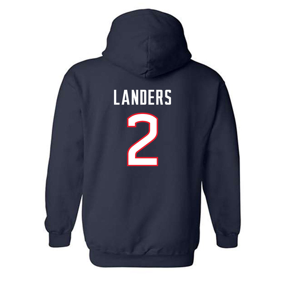 UConn - NCAA Women's Soccer : Chloe Landers - Navy Replica Shersey Hooded Sweatshirt