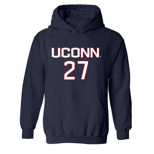 UConn - NCAA Women's Soccer : Abbey Jones - Navy Replica Shersey Hooded Sweatshirt