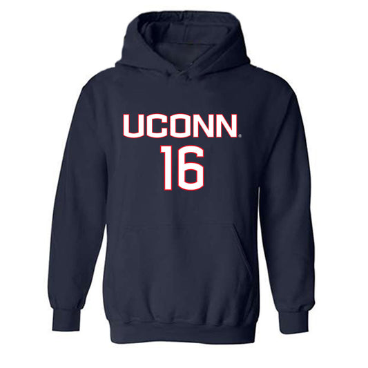 UConn - NCAA Women's Soccer : Abbey Merchant - Navy Replica Shersey Hooded Sweatshirt