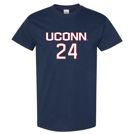 UConn - NCAA Men's Soccer : Josh Morgan - Navy Replica Shersey Short Sleeve T-Shirt