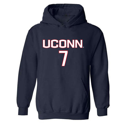 UConn - NCAA Men's Soccer : Nicolas Tomerius - Navy Replica Shersey Hooded Sweatshirt