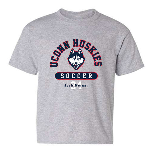 UConn - NCAA Men's Soccer : Josh Morgan - Grey Classic Fashion Shersey Youth T-Shirt