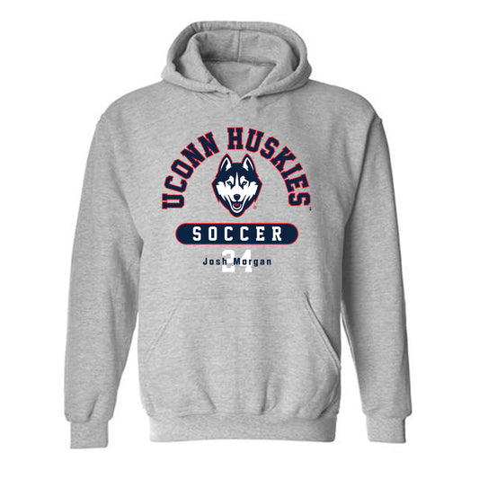 UConn - NCAA Men's Soccer : Josh Morgan - Grey Classic Fashion Shersey Hooded Sweatshirt