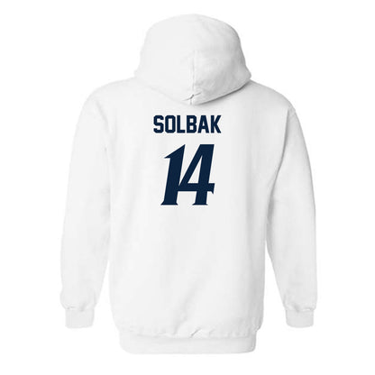 UTSA - NCAA Women's Soccer : Makela Solbak - White Replica Shersey Hooded Sweatshirt
