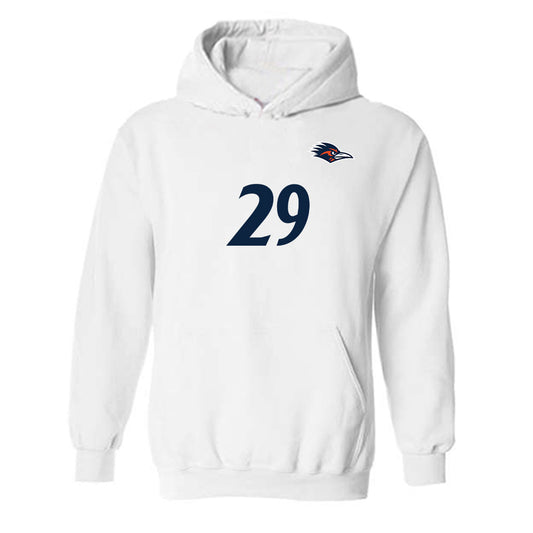 UTSA - NCAA Women's Soccer : Olivia Alvarez - White Replica Shersey Hooded Sweatshirt