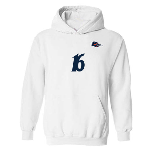 UTSA - NCAA Women's Soccer : Sasjah Dade - White Replica Shersey Hooded Sweatshirt