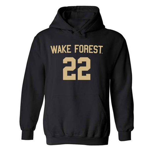 Wake Forest - NCAA Women's Soccer : Sasha Schwartz - Black Replica Hooded Sweatshirt