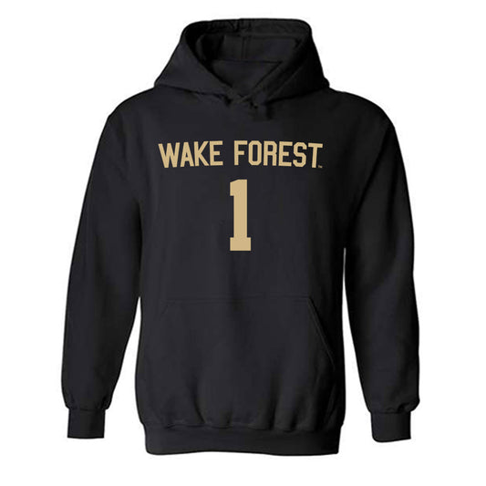 Wake Forest - NCAA Men's Soccer : Trace Alphin - Black Replica Hooded Sweatshirt