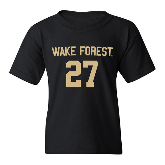Wake Forest - NCAA Men's Soccer : Prince Amponsah - Black Replica Youth T-Shirt