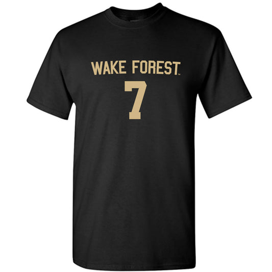 Wake Forest - NCAA Men's Soccer : Nico Rabiu - Black Replica Short Sleeve T-Shirt