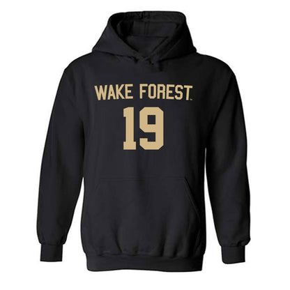 Wake Forest - NCAA Men's Soccer : Cristian Escribano - Black Replica Hooded Sweatshirt