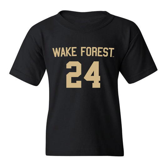 Wake Forest - NCAA Women's Soccer : Zara Chavoshi - Black Replica Youth T-Shirt