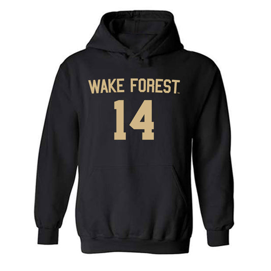 Wake Forest - NCAA Men's Soccer : Jahlane Forbes - Black Replica Hooded Sweatshirt