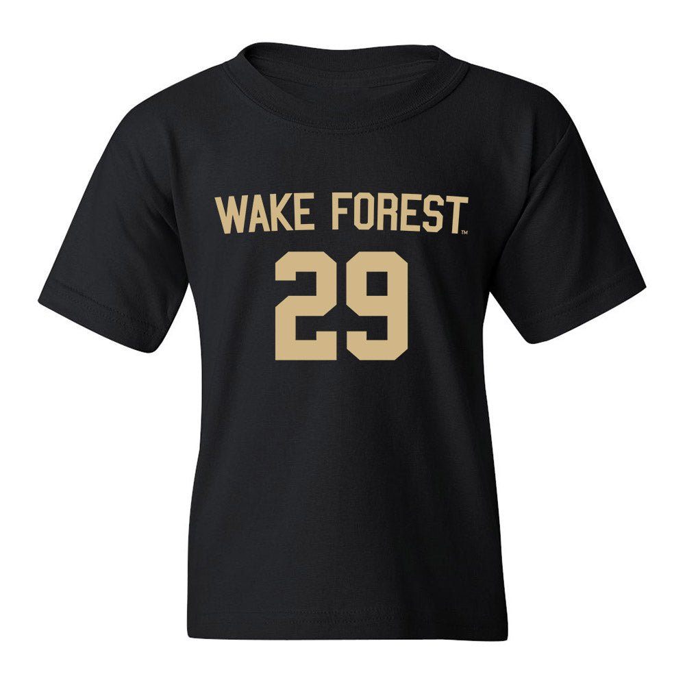 Wake Forest - NCAA Women's Soccer : Olivia DeMarinis - Black Replica Youth T-Shirt