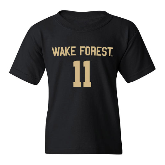 Wake Forest - NCAA Men's Soccer : Eligio Guarino - Black Replica Youth T-Shirt