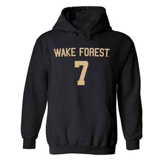 Wake Forest - NCAA Women's Soccer : Kristin Johnson - Black Replica Hooded Sweatshirt