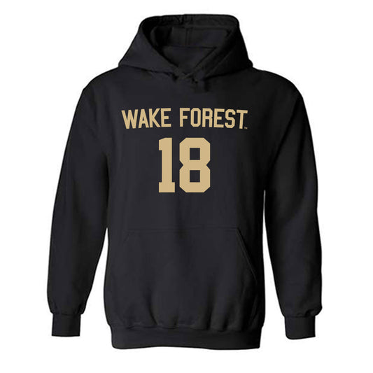 Wake Forest - NCAA Men's Soccer : Cooper Flax - Black Replica Hooded Sweatshirt