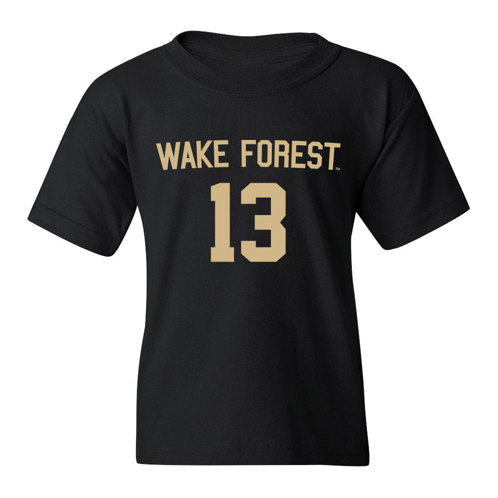 Wake Forest - NCAA Women's Soccer : Emily Morris - Black Replica Youth T-Shirt