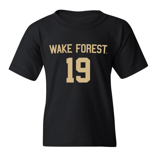 Wake Forest - NCAA Men's Soccer : Cristian Escribano - Black Replica Youth T-Shirt