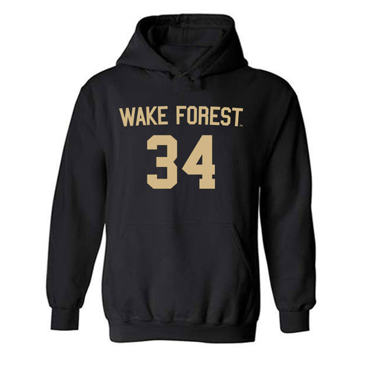 Wake Forest - NCAA Women's Soccer : Laurel Ansbrow - Black Replica Hooded Sweatshirt