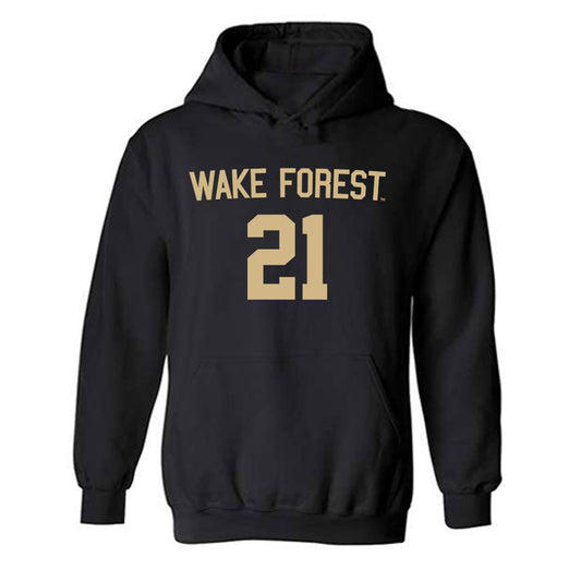 Wake Forest - NCAA Men's Soccer : Julian Kennedy - Black Replica Hooded Sweatshirt