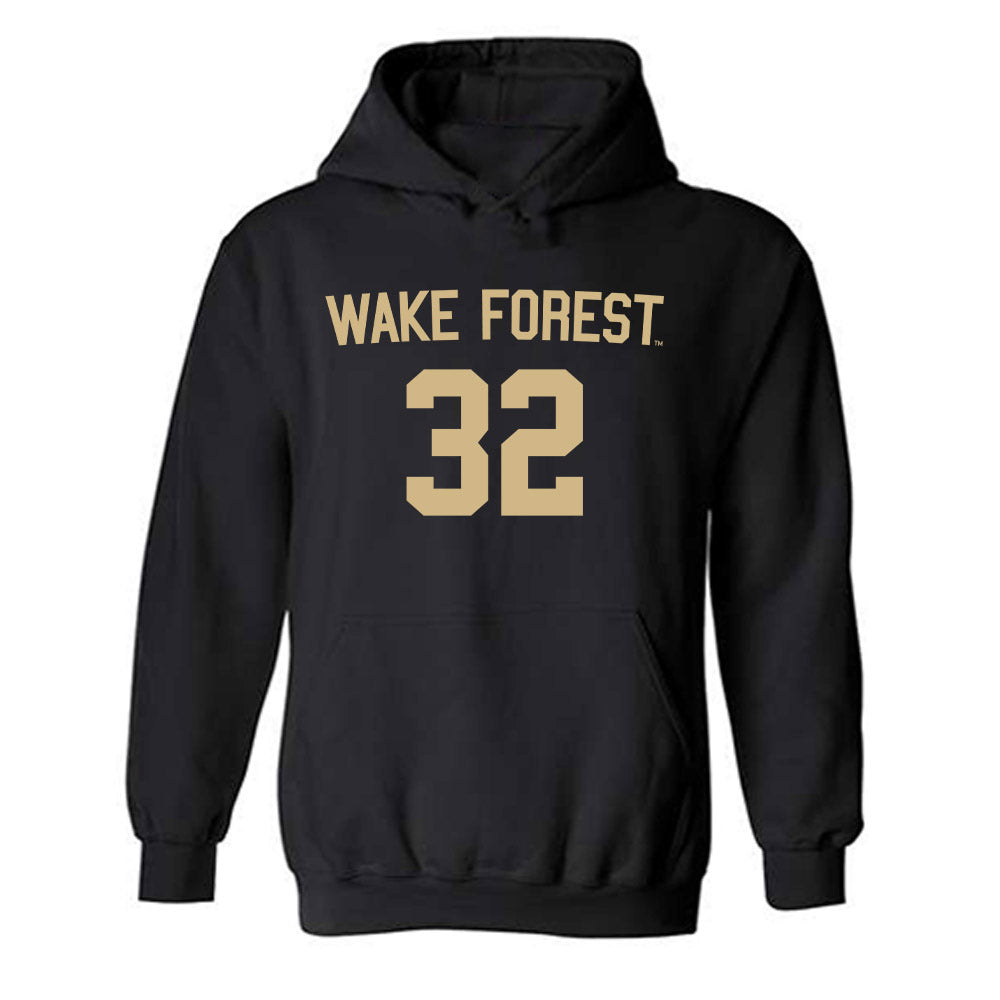 Wake Forest - NCAA Women's Soccer : Emily Silva - Black Replica Hooded Sweatshirt