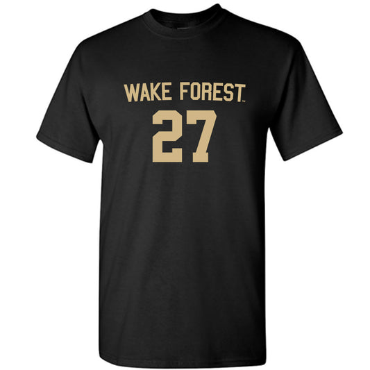 Wake Forest - NCAA Men's Soccer : Prince Amponsah - Black Replica Short Sleeve T-Shirt