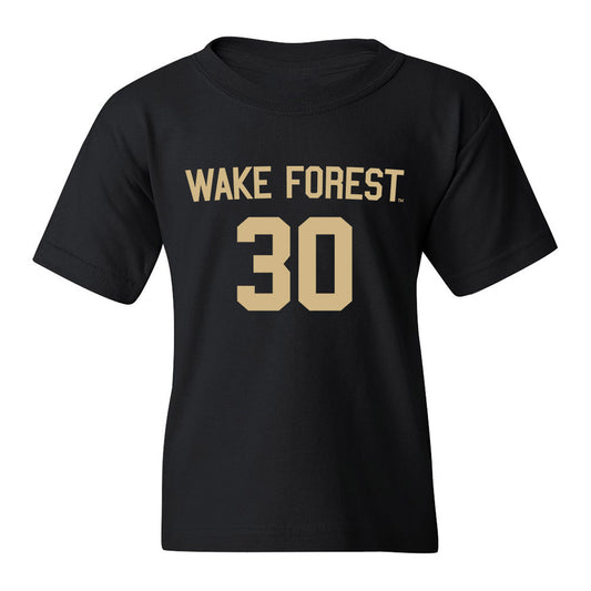 Wake Forest - NCAA Women's Soccer : Anna Swanson - Black Replica Youth T-Shirt