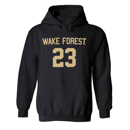 Wake Forest - NCAA Women's Soccer : Allison Schmidt - Black Replica Hooded Sweatshirt