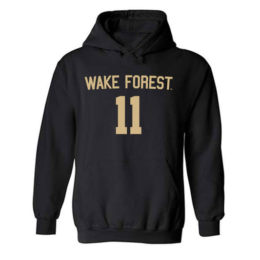 Wake Forest - NCAA Women's Soccer : Olivia Stowell - Black Replica Hooded Sweatshirt