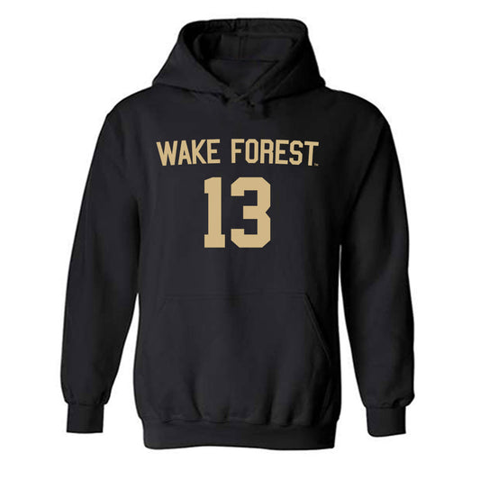 Wake Forest - NCAA Women's Soccer : Emily Morris - Black Replica Hooded Sweatshirt