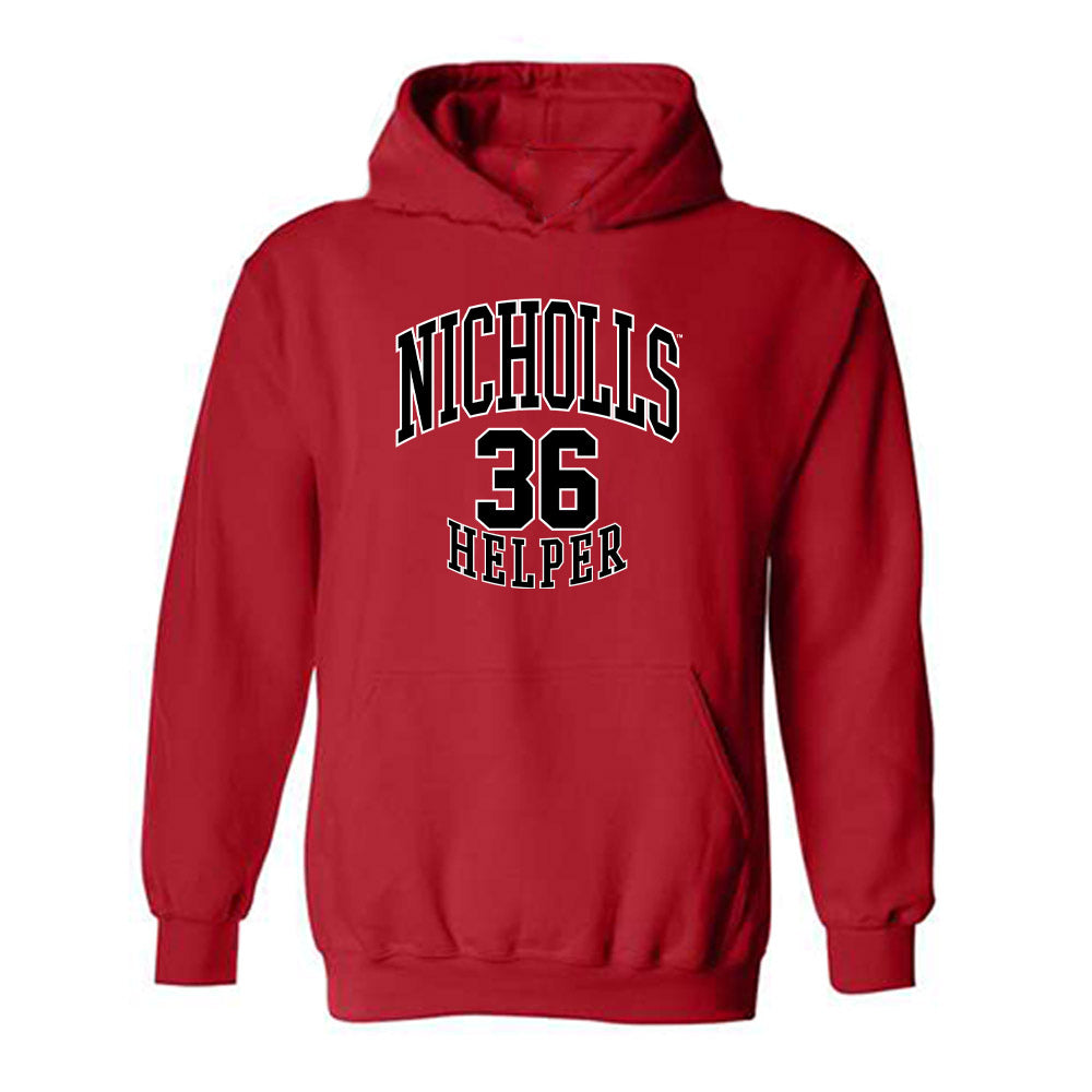 Nicholls State - NCAA Football : Justin Helper - Red Classic Fashion Hooded Sweatshirt