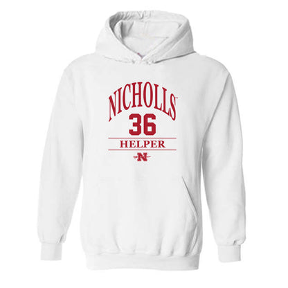 Nicholls State - NCAA Football : Justin Helper - White Classic Fashion Hooded Sweatshirt