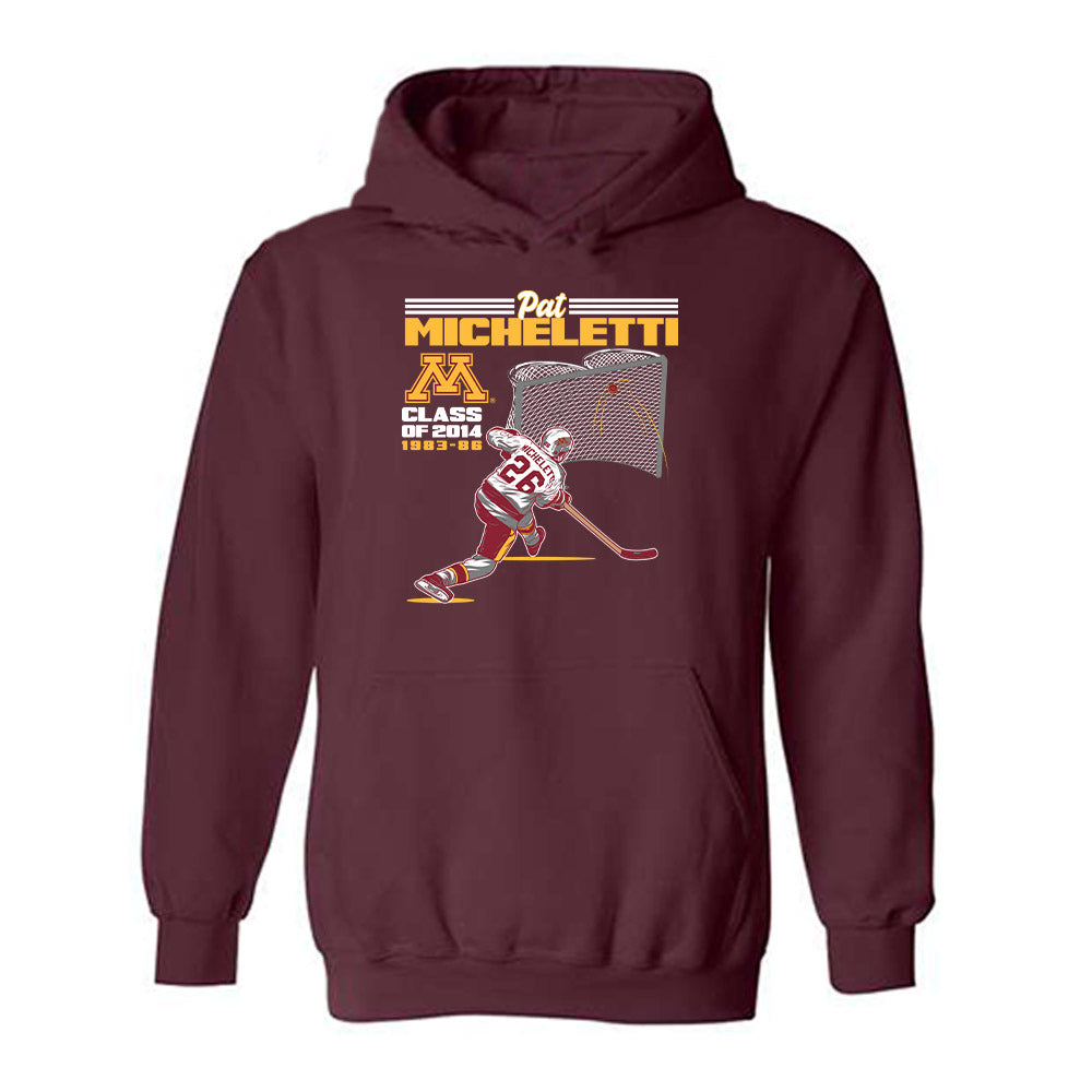 Minnesota - NCAA Men's Ice Hockey : Pat Micheletti - Hooded Sweatshirt Individual Caricature
