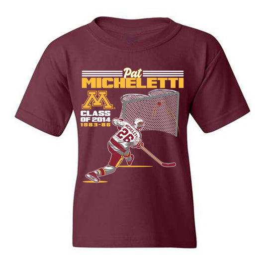 Minnesota - NCAA Men's Ice Hockey : Pat Micheletti - Youth T-Shirt Individual Caricature