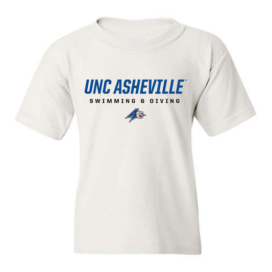 UNC Asheville - NCAA Women's Swimming & Diving : Rose Sciaudone -  White Classic Youth T-Shirt