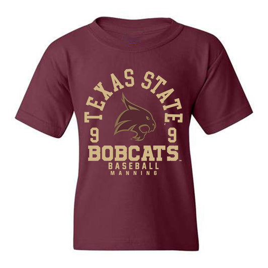 Texas State - NCAA Baseball : Cade Manning - Youth T-Shirt Maroon Classic Fashion