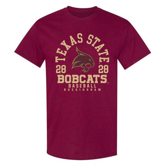 Texas State - NCAA Baseball : Dalton Buckingham - T-Shirt Maroon Classic Fashion