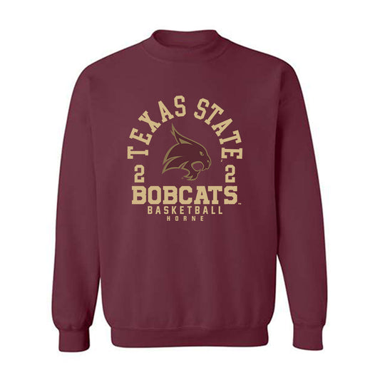 Texas State - NCAA Men's Basketball : Dontae Horne - Crewneck Sweatshirt Maroon Classic Fashion