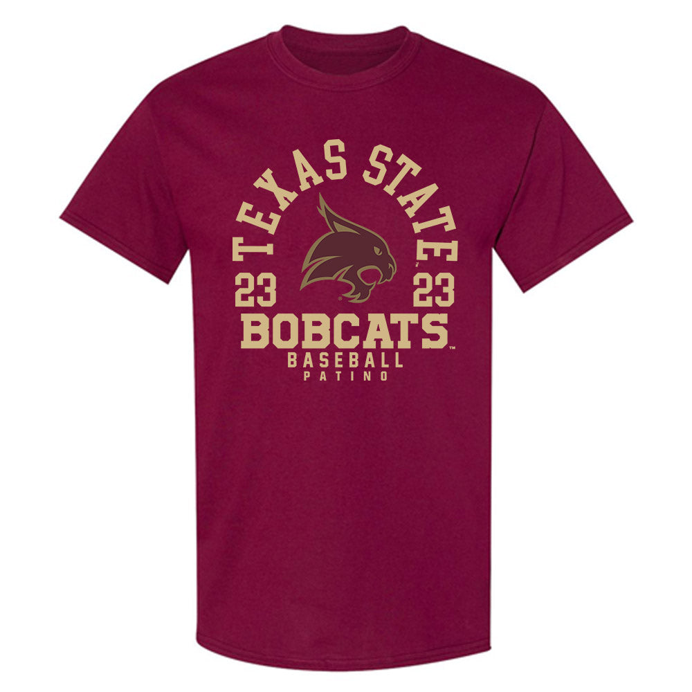 Texas State - NCAA Baseball : Alec Patino - T-Shirt Maroon Classic Fashion