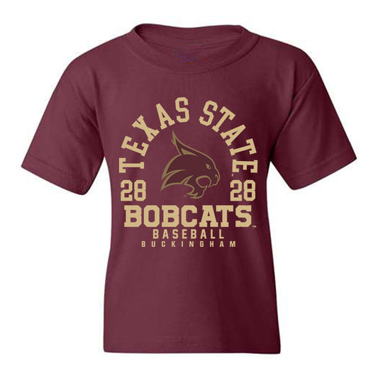 Texas State - NCAA Baseball : Dalton Buckingham - Youth T-Shirt Maroon Classic Fashion