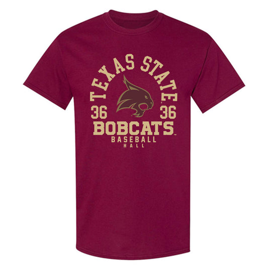Texas State - NCAA Baseball : Sam Hall - T-Shirt Maroon Classic Fashion